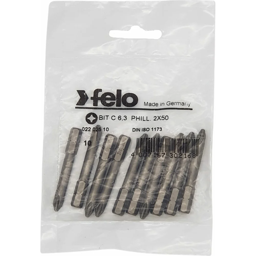 Бита крестовая (10 шт; PH2x50 мм; С6.3) Felo 02202510 — детальное фото